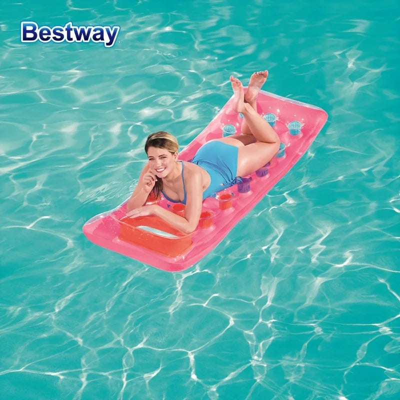 Bestway 43040 Tricolour Sunbathing Pool Floating Lounger, 188x71cm PVC Water Floating Hammock, Floating Lounger Water