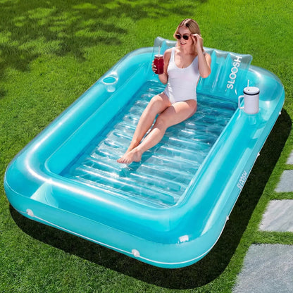 JOYFY Inflatable Tanning Pool Lounger Float 85" x 57" Extra Large Pool Floats Adult with Pillow Sunbathing Bed Lounge