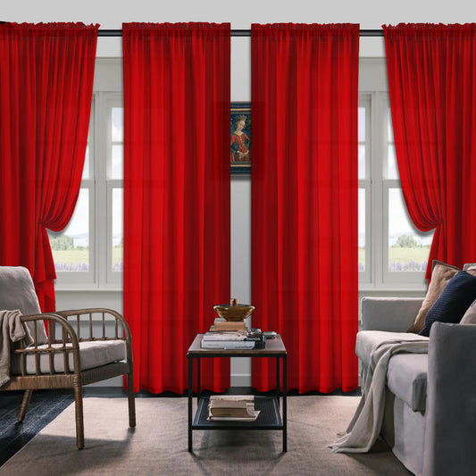 Set Of 4 Curtains, Simple Rod Pocket Blackout Curtains, Suitable For Living Room, Office, Home, Bedroom Decoration
