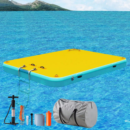 Non Slip Inflatable Air Dock Platform, Floating Island Raft With Rope Ladder, 6FT 7FT 8FT 10FT 12FT