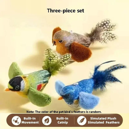 Pet Toy cat Plush toy emulates the sound bird to amuse the cat elastic rope