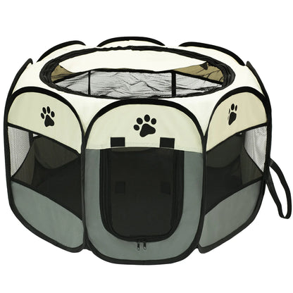 Foldable Pet Playpen for Dogs & Cats - Durable Oxford Cloth with Removable Zipper, Indoor/Outdoor
