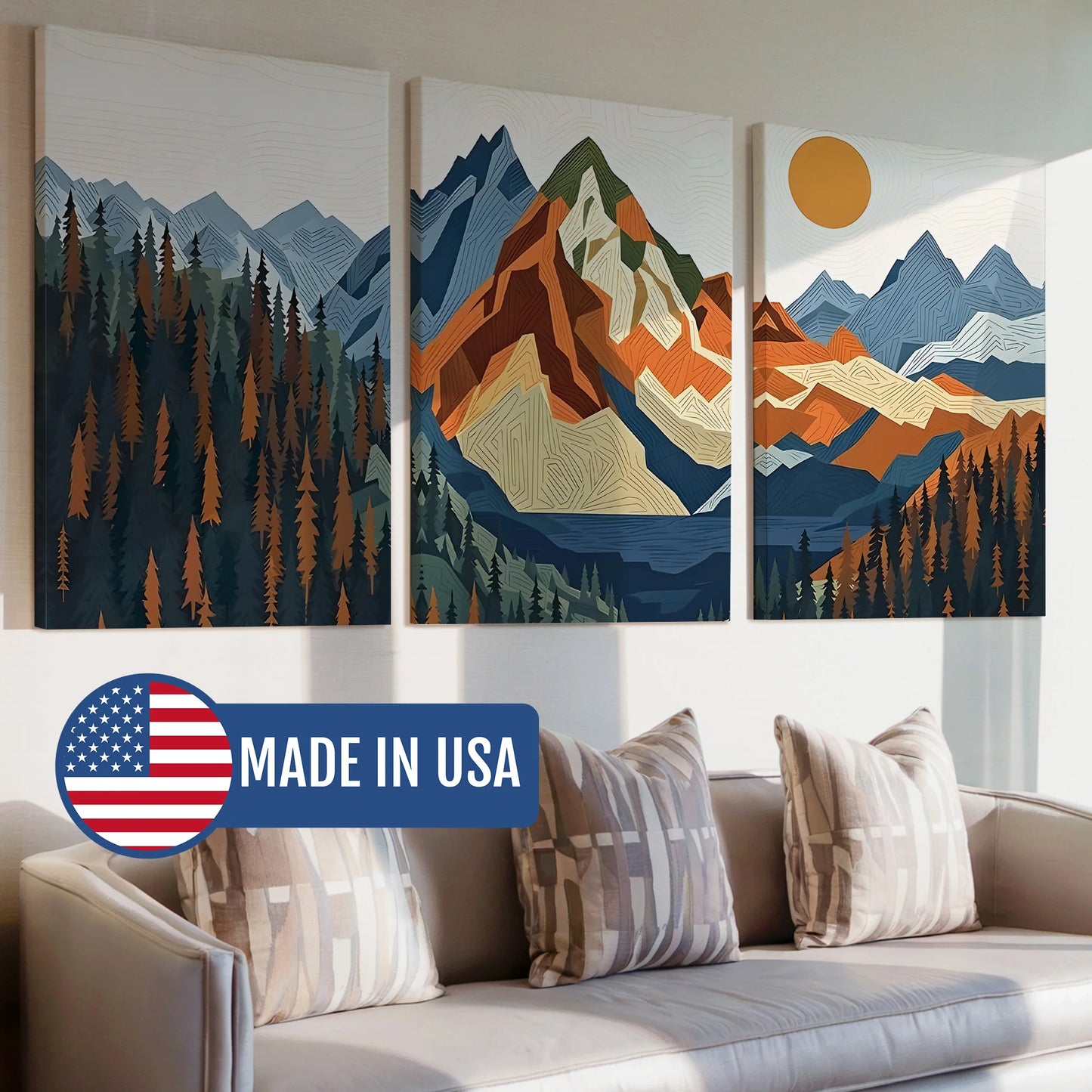Mountain Boho Sunrise Retro Lake Sunset Wall Art Prints Canvas Painting Poster Picture Home Decor