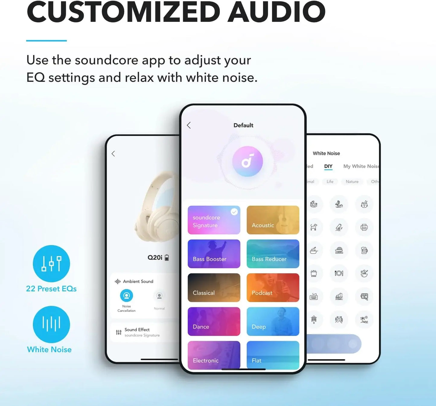 Soundcore by Anker Q20i Hybrid Active Noise Cancelling Headphones, Wireless Over-Ear Bluetooth, 40H Playtime  (Refurbished)