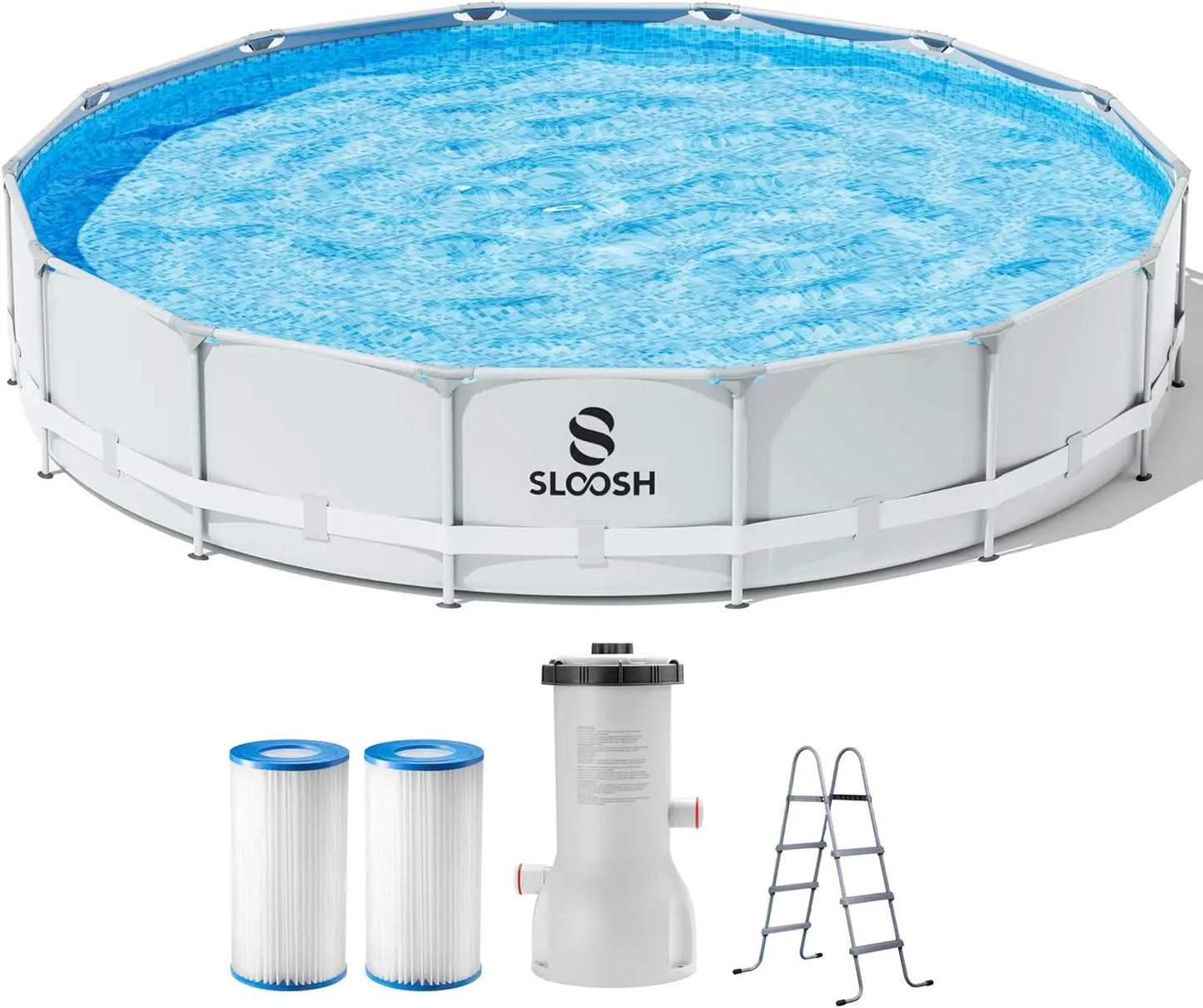 JOYFY Round Above Ground Pool 12ft/10ft/15ft Outdoor Round Frame Pool Set for Kids Adults with Filter Pump