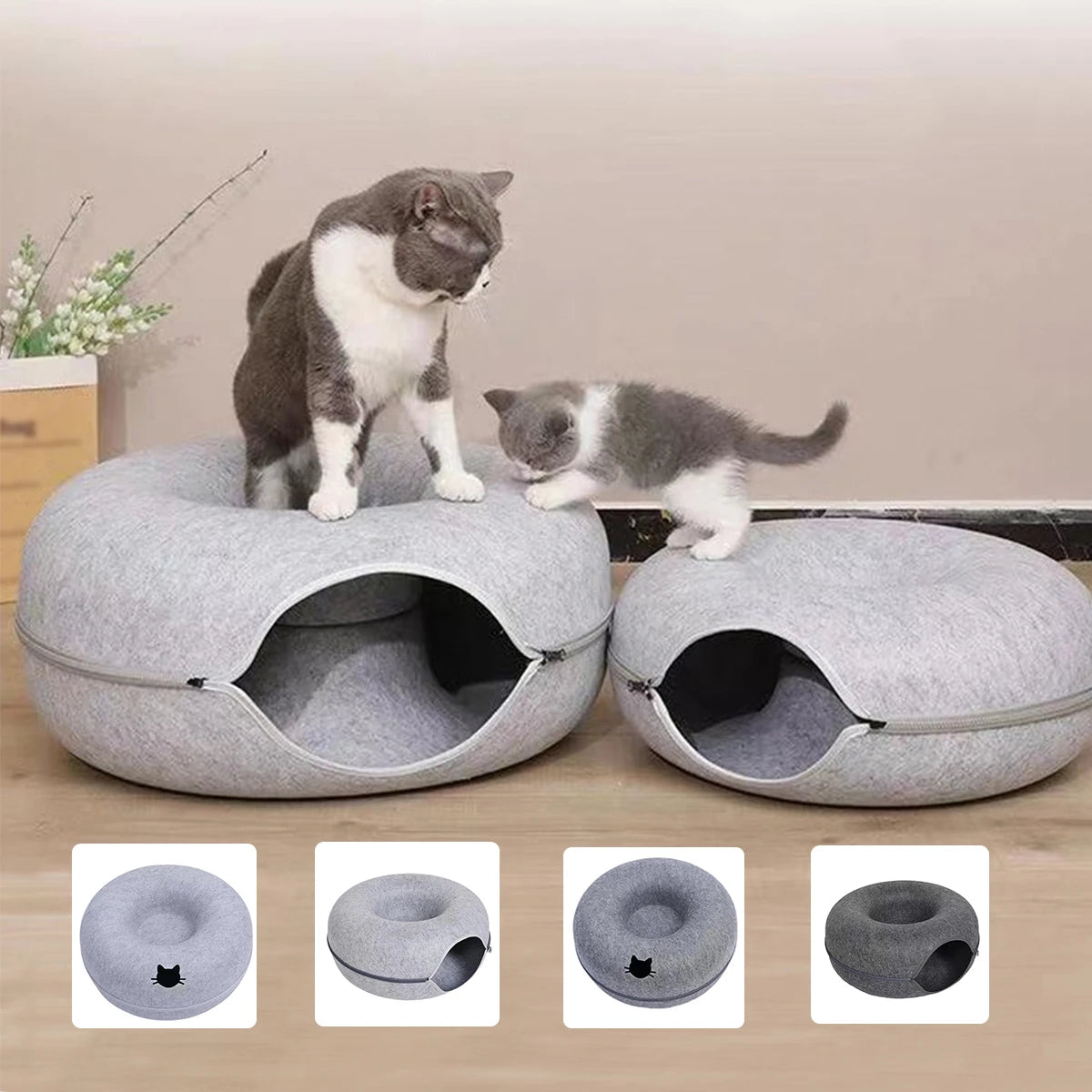 B-Tunnel Donut Cat Bed Interactive Tunnel Pet Felt Indoor Toys Cats House Kitten Training Toy