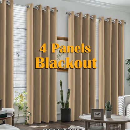 4PCS Blackout Curtains, Heat-Insulated Grommet Curtains For Bedroom Darkening, Noise Reduction Curtains For Living Room/Bedroom