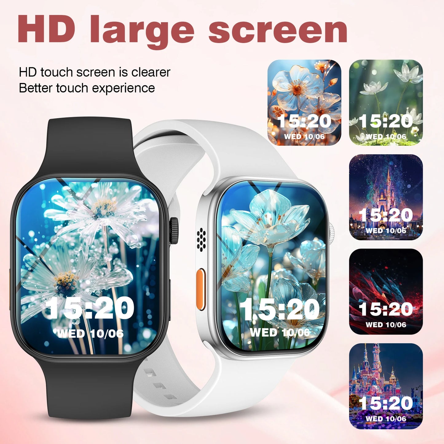 Smart watch, wireless calling, message reminder, multi-sport mode, 2.01-inch HD screen, unisex