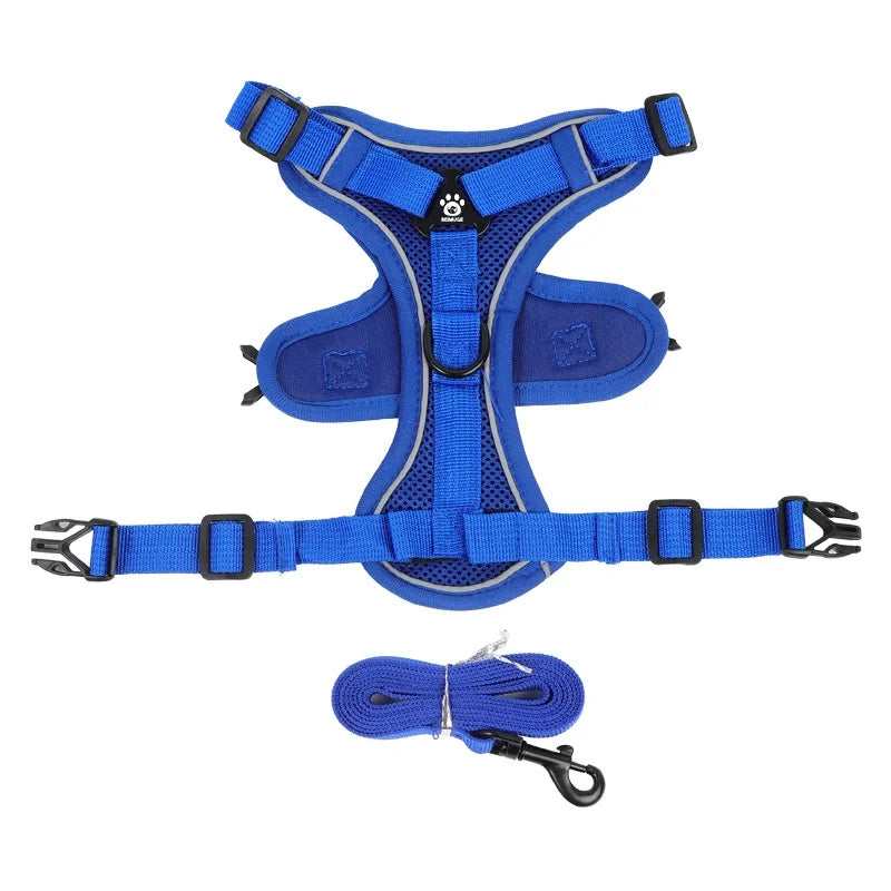 No Pull Harness and Leash Set Adjustable Pet Harness Vest for Small Dogs Cats Reflective Dog Chest Strap Lead Walking
