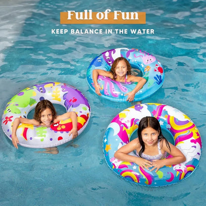 Pool Tube for Kids Swim Rings Inflatable Tubes, Unicorn Sea Animal Tubes Floatie Ring Water Toys for Swimming