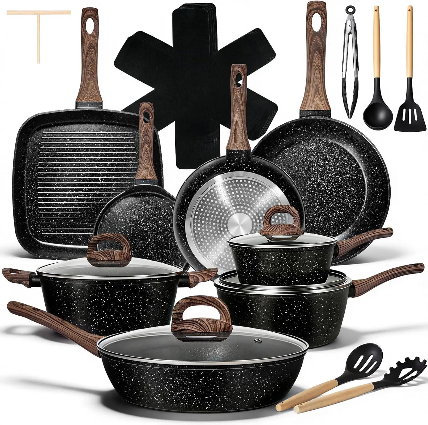 25-Piece Nonstick Ceramic Cookware Set, Healthy & Induction Compatible