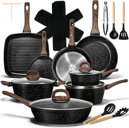 25-Piece Nonstick Ceramic Cookware Set, Healthy & Induction Compatible