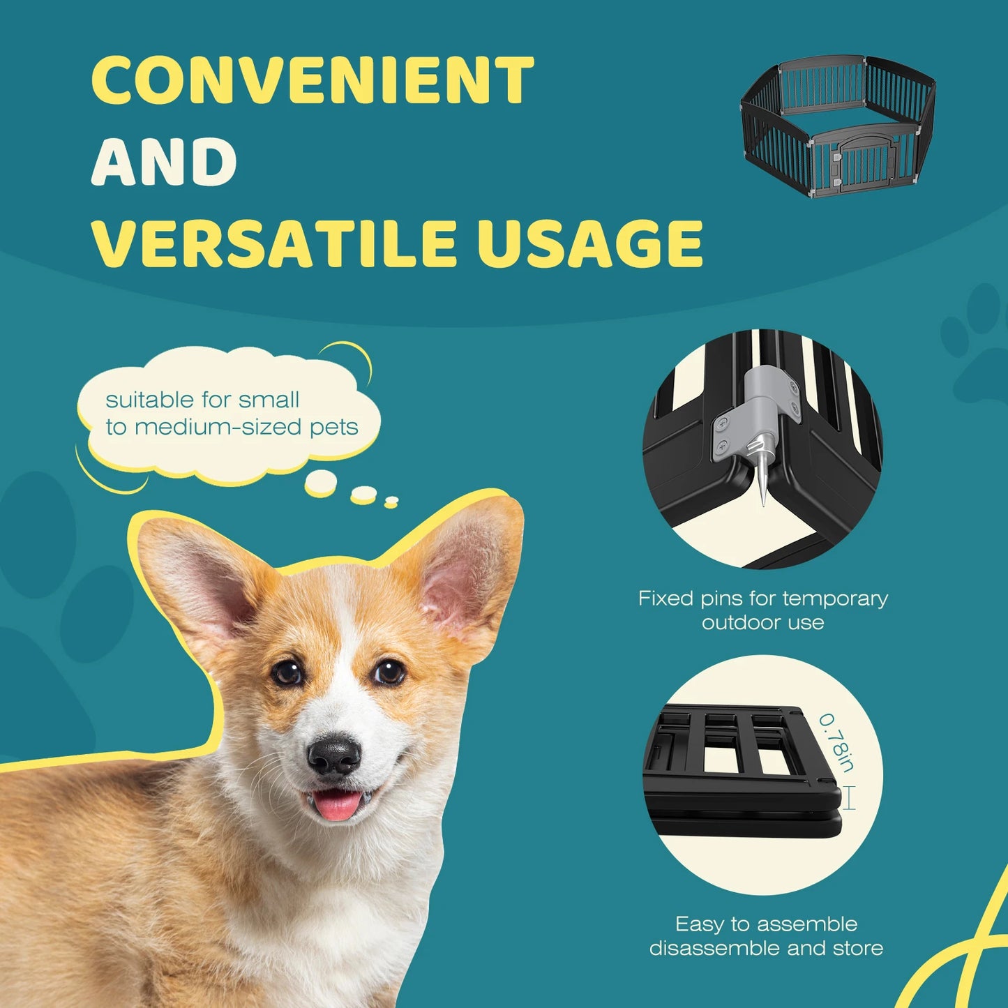 JHK Plastic Dog Playpen 6 Panel 24IN Expandable Indoor Outdoor Folding Portable Puppy Playpen