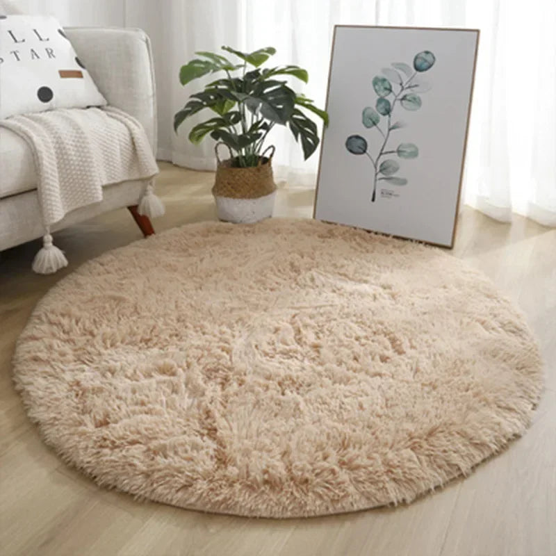 Super Soft Plush Round Rug Mat Fluffy White Carpets For Living Room Home Decor Bedroom Kid Room