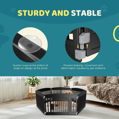 JHK Plastic Dog Playpen 6 Panel 24IN Expandable Indoor Outdoor Folding Portable Puppy Playpen
