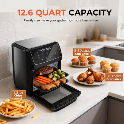12.6Qt Air Fryer Oven, Family Size Countertop Convection Oven with 10 Preset Cook Modes