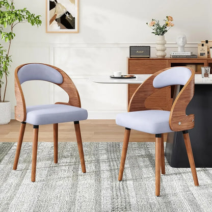Modern Wood Dining Chairs Set of 4 Upholstered with Curved Backrest for Kitchen Dining Room Living Room