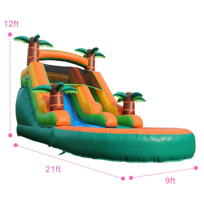 Inflatable pool Inflatable Summer Outdoor  Air Bounce Water amusement Play, Water Double Slide Bubble Ball