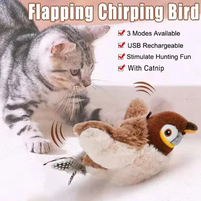 Pet Toy cat Plush toy emulates the sound bird to amuse the cat elastic rope