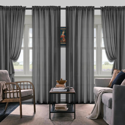 Set Of 4 Curtains, Simple Rod Pocket Blackout Curtains, Suitable For Living Room, Office, Home, Bedroom Decoration