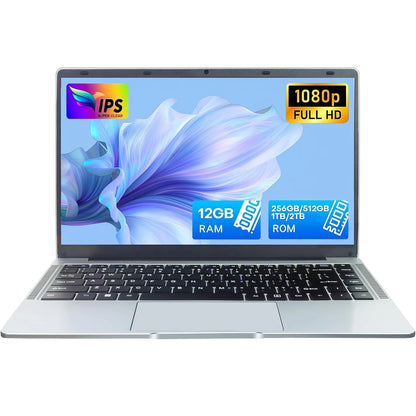 14.1" Ultra Slim Windows 11 Pro Laptop Computer intel Atom A3950 12GB RAM 1TB 2TB SSD Notebook PC 1080P HD