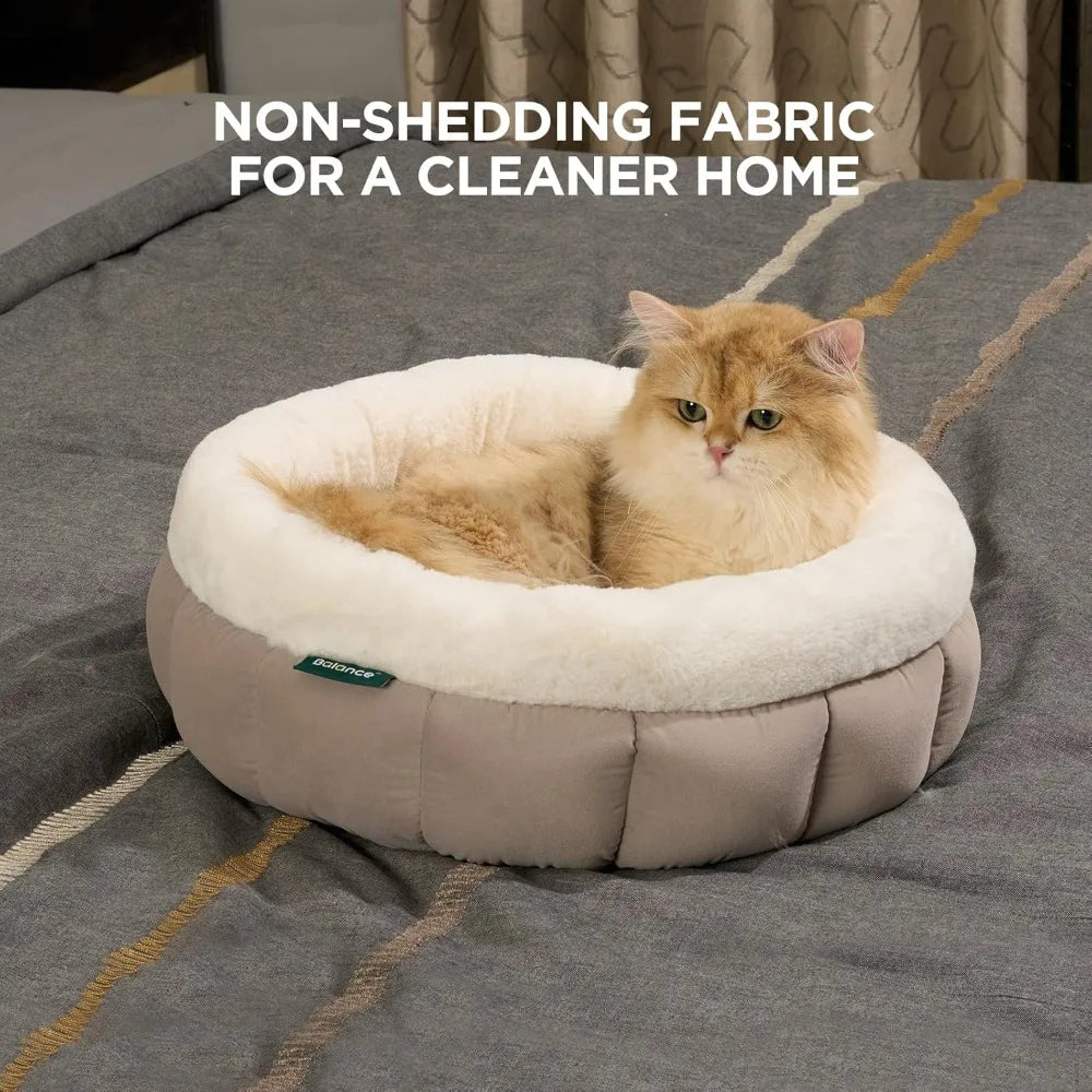 Cat Beds for Indoor Cats, Washable Round Dog Bed, Donut Dog Bed with Anti-Slip Bottom for Small Dogs, 28 Inches