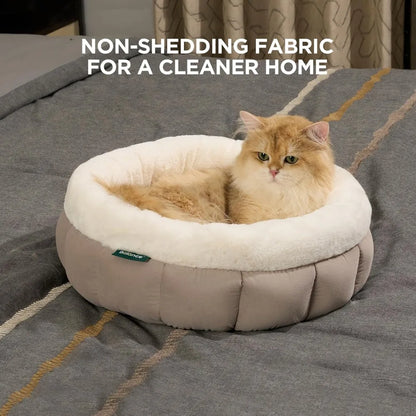 Cat Beds for Indoor Cats, Washable Round Dog Bed, Donut Dog Bed with Anti-Slip Bottom for Small Dogs, 28 Inches