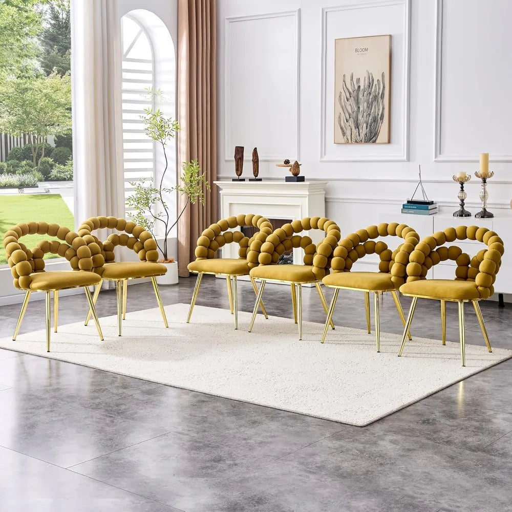 Modern Velvet Upholstered Decorative Chair, Dining Chairs with Gold Legs, Sturdy Durable Conversation Chair