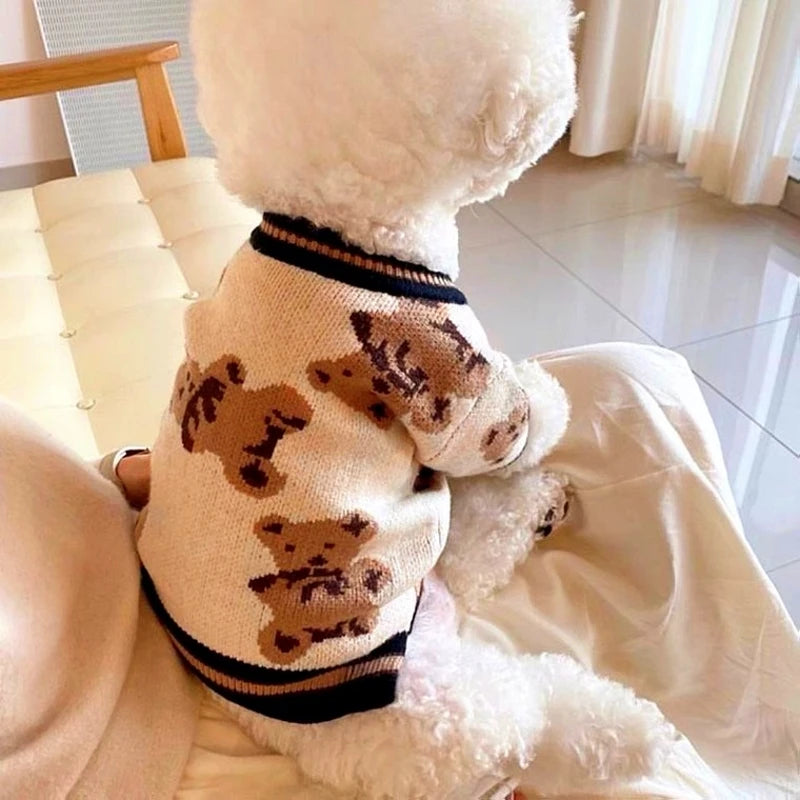 Luxury Dog Clothes Chihuahua Pet Striped Cardigan Sweater Bichon Frise Puppy Kitten Dog Warm Coat Cat Dog