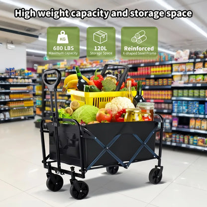 Capacity Heavy-Duty All-Terrain Folding Cart - Stainless Steel Frame and Foldable Multi-Purpose