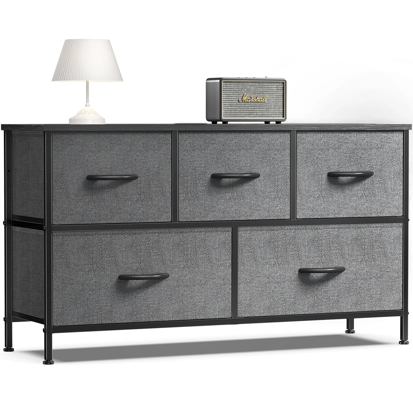 JHK Living Room Display Cabinet Layers With 5 Fabric Drawers For Clothes Storage Dresser