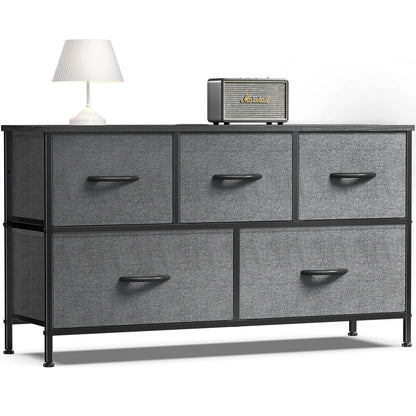 JHK Living Room Display Cabinet Layers With 5 Fabric Drawers For Clothes Storage Dresser
