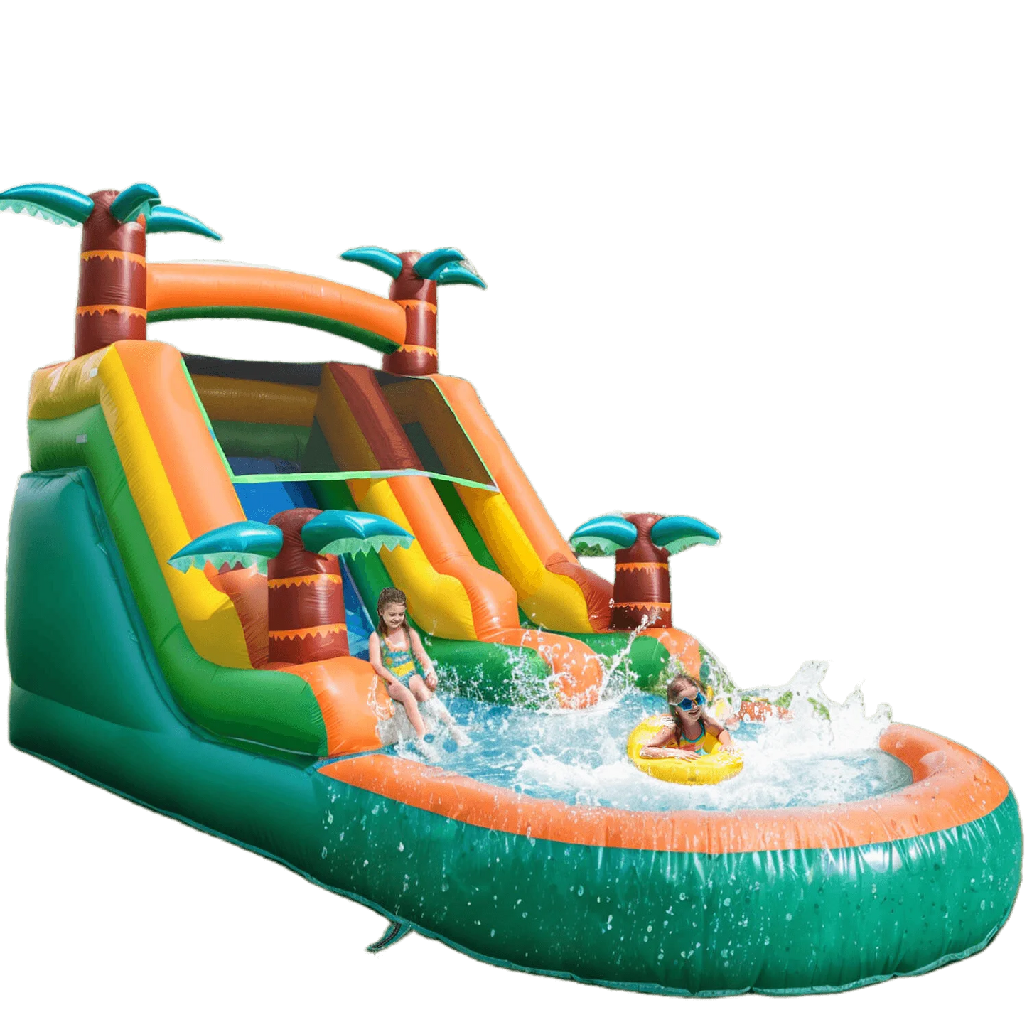 Inflatable pool Inflatable Summer Outdoor  Air Bounce Water amusement Play, Water Double Slide Bubble Ball