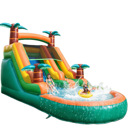 Inflatable pool Inflatable Summer Outdoor  Air Bounce Water amusement Play, Water Double Slide Bubble Ball