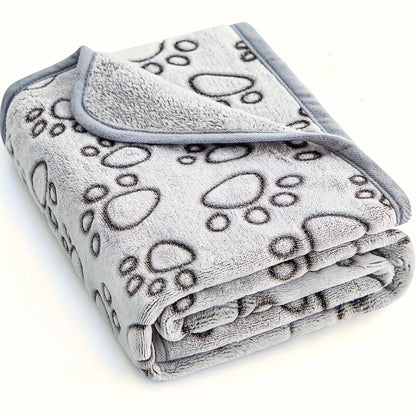 Ultra-Soft Paw Print Dog Blankets - Machine Washable, Cozy Pet Pillow Pads for Indoor & Outdoor Use