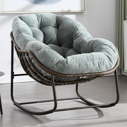 Oversized Papasan Rocking Chair Outdoor Indoor Padded Cushion Rocker Egg for Patio Porch Garden Backyard, Customized