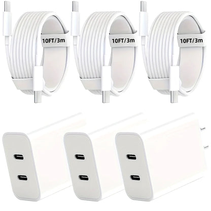 IPhone16 Fast Charging, 20W Dual Port USB C Charger With 10FT USB C Fast Charging Cable For IPhone 15 Pro Max/15 Pro/15 Plus