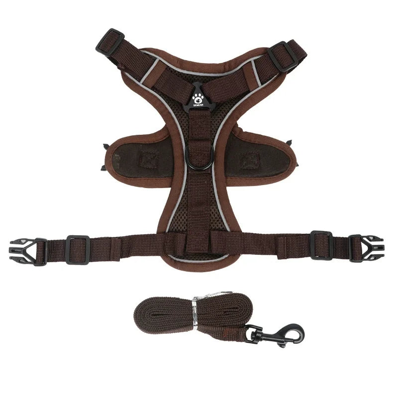 No Pull Harness and Leash Set Adjustable Pet Harness Vest for Small Dogs Cats Reflective Dog Chest Strap Lead Walking