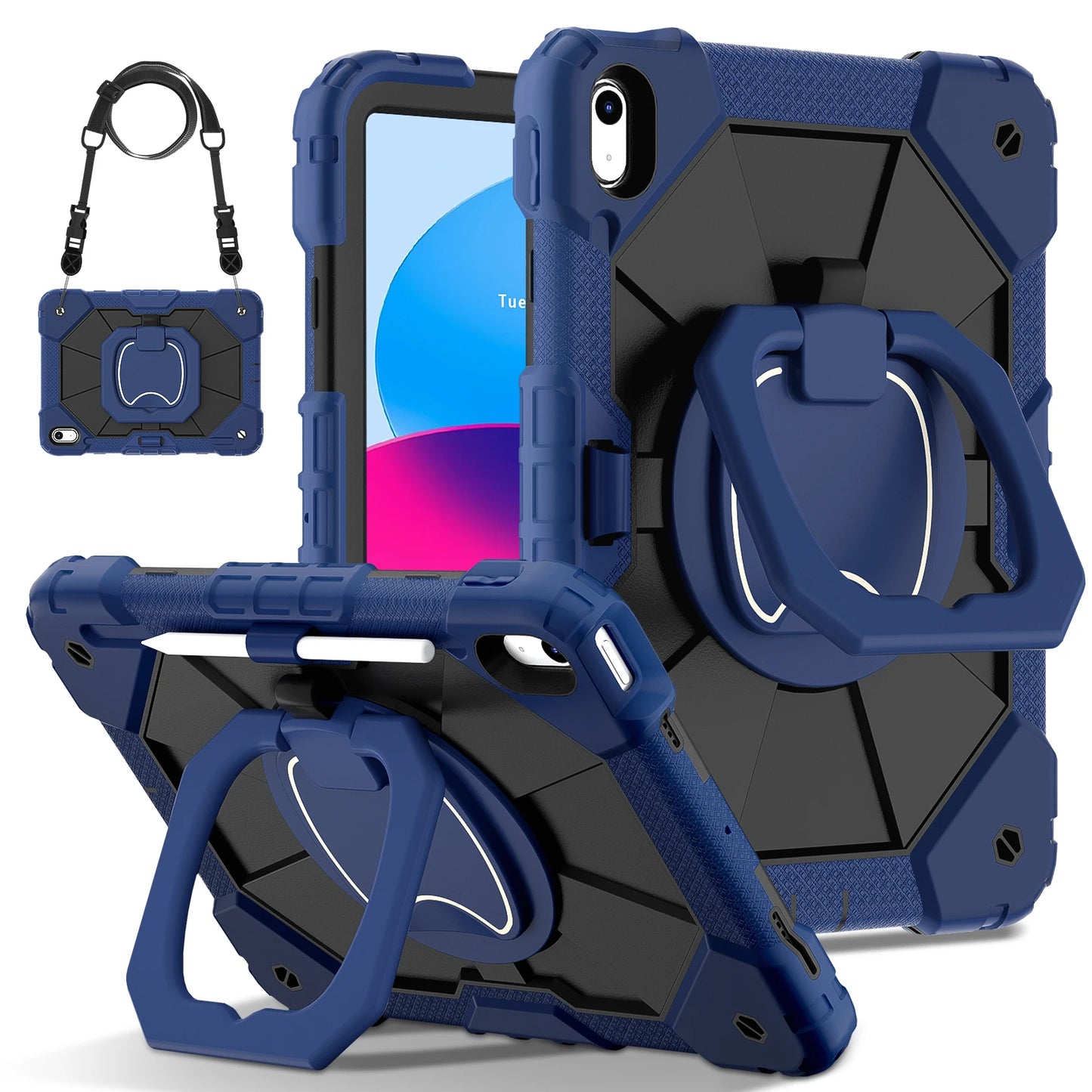 Rugged Armor Kids Case For iPad 10th Air 5 4 10.9 Air 11 2025 13 2024 10.2 8th 9th 9.7 Generation Tablet Stand Shockproof Cover