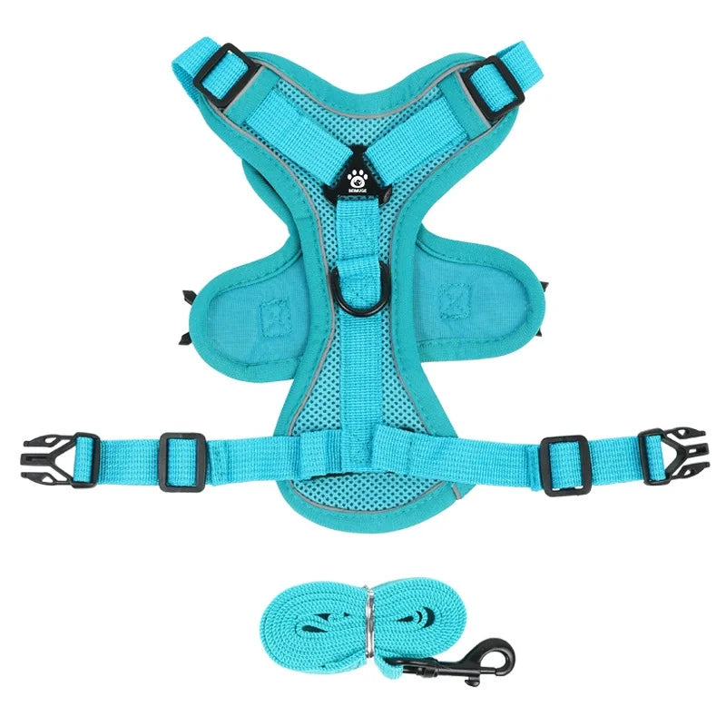 No Pull Harness and Leash Set Adjustable Pet Harness Vest for Small Dogs Cats Reflective Dog Chest Strap Lead Walking