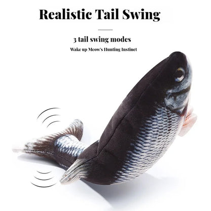 Electric Cat Toy Fish Pet Cat Toys Simulation Fish Swing, Chewing Playing Supplies USB Charging