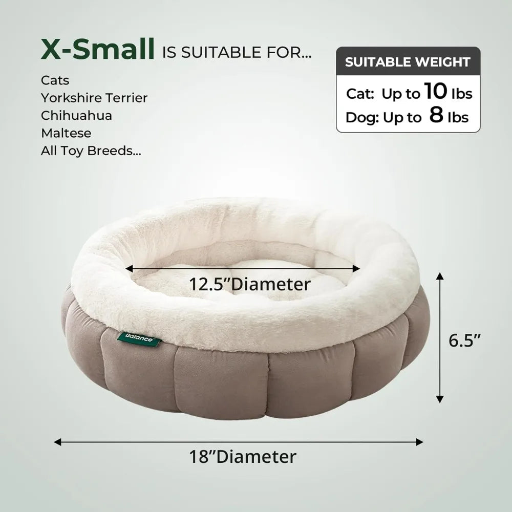 Cat Beds for Indoor Cats, Washable Round Dog Bed, Donut Dog Bed with Anti-Slip Bottom for Small Dogs, 28 Inches