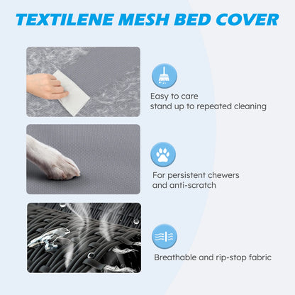 Cooling Raised Pet Cot with Chew Proof Washable Breathable Mesh and Metal Frame, Portable Dog Cot Bed