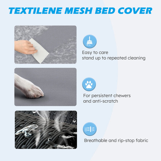 Cooling Raised Pet Cot with Chew Proof Washable Breathable Mesh and Metal Frame, Portable Dog Cot Bed