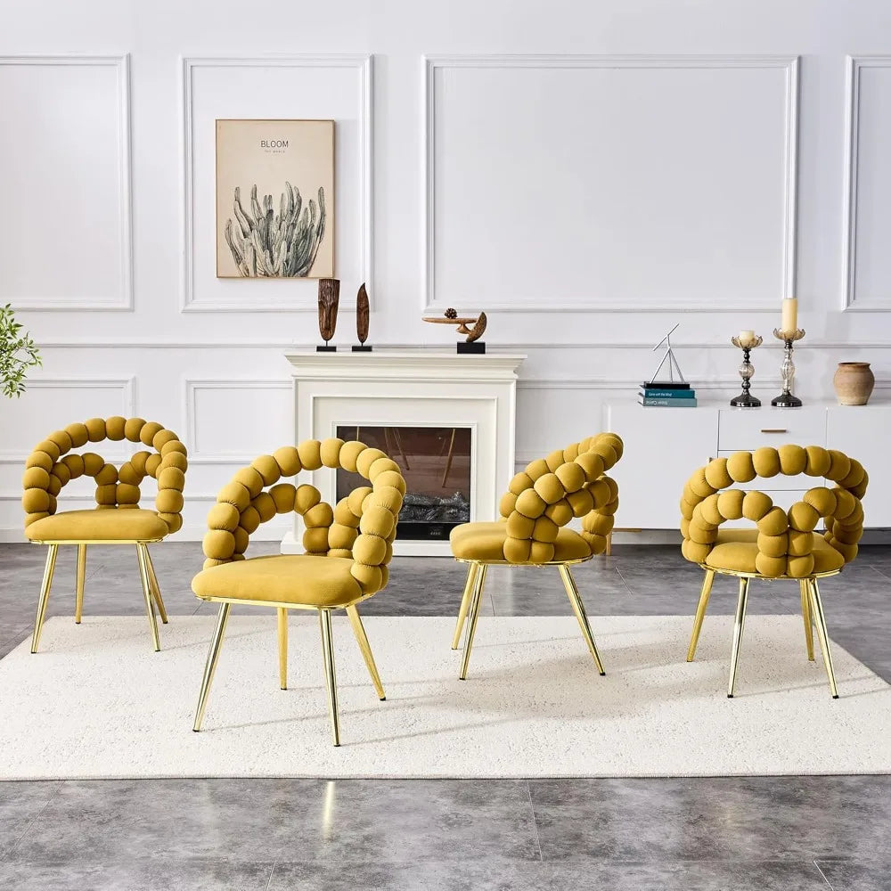 Modern Velvet Upholstered Decorative Chair, Dining Chairs with Gold Legs, Sturdy Durable Conversation Chair