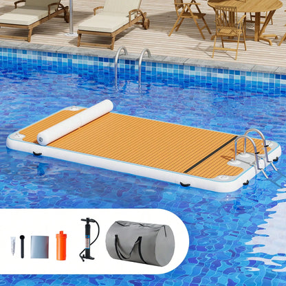 Non Slip Inflatable Air Dock Platform, Floating Island Raft With Rope Ladder, 6FT 7FT 8FT 10FT 12FT