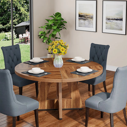 Tribesigns Round Dining Table for 4, 47 Inch Farmhouse Kitchen Table Small Dinner Table Kitchen Dinning Table