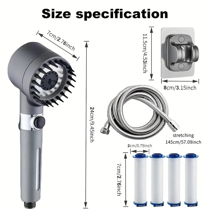 new ion drop shower head, turbocharger with multiple spray modes, built-in filter on/off switch