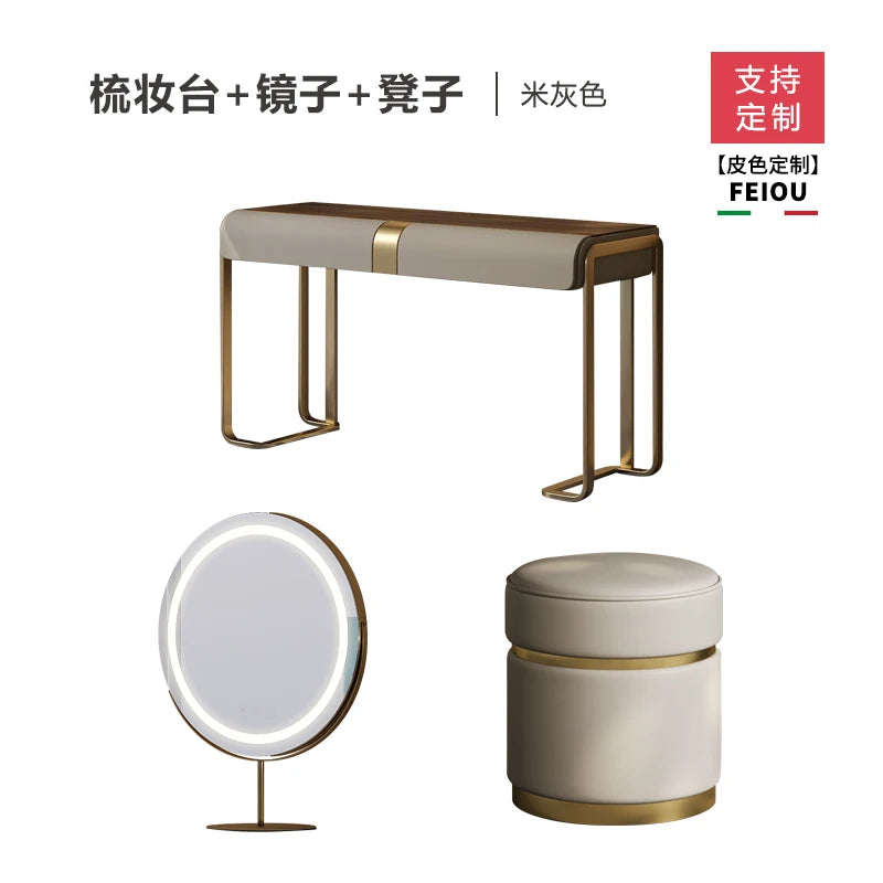 Bedroom Led Light Dressing Table Mirror Luxury Drawer European Dressing Table Girls Makeup