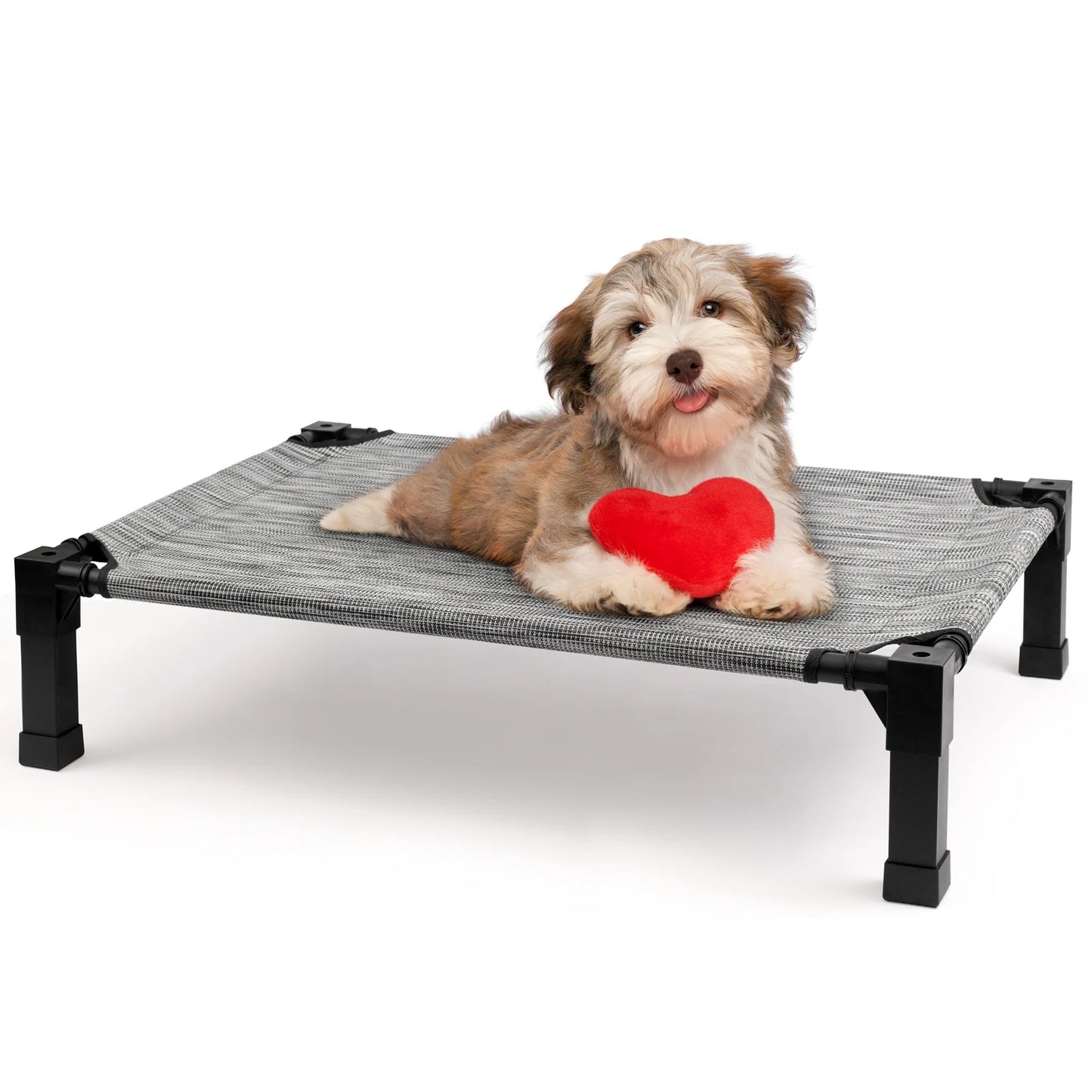 Cooling Raised Pet Cot with Chew Proof Washable Breathable Mesh and Metal Frame, Portable Dog Cot Bed